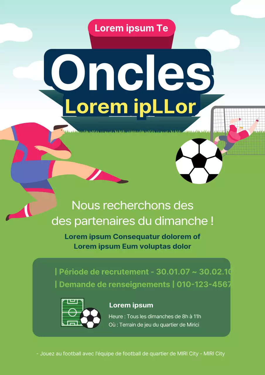 Annonce de recrutement pour le football de quartier