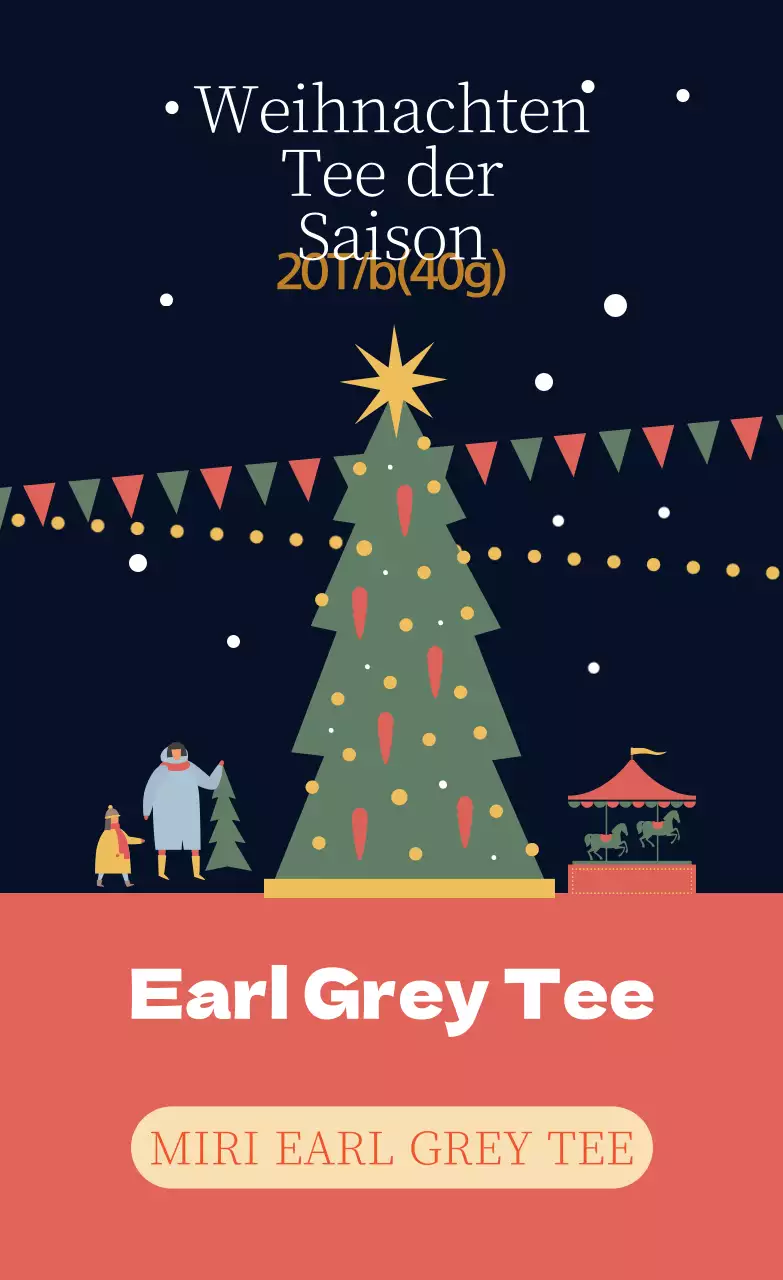 Grün Rot Illustration Weihnachtszeit Earl Grey Tee Etikett