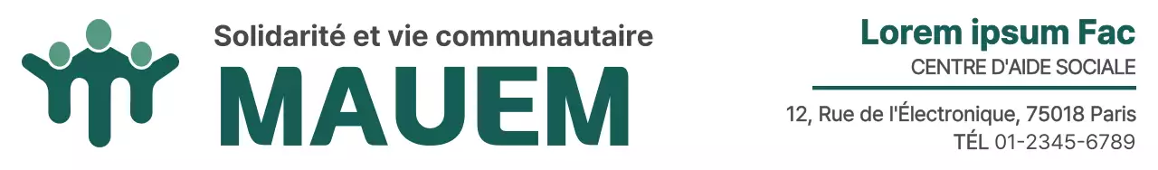 Conception d'un centre administratif de bien-être avec le nom et le logo du centre administratif de bien-être en vert foncé.