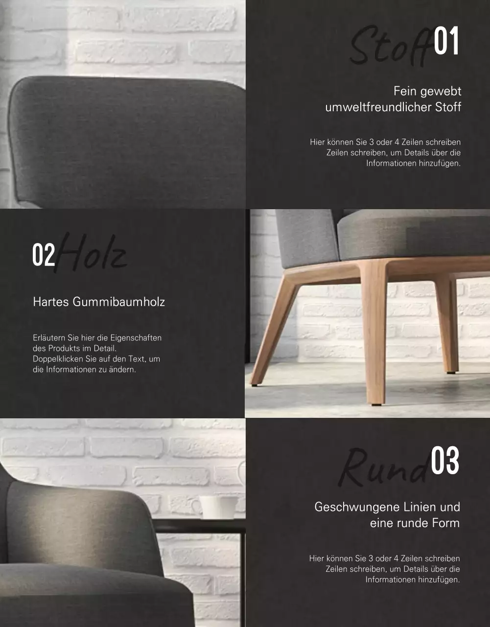 Einfacher moderner Stuhl in Grau und Braun