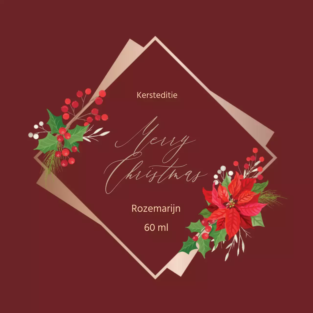 Rood geïllustreerd kalligrafie kerst parfumlabel