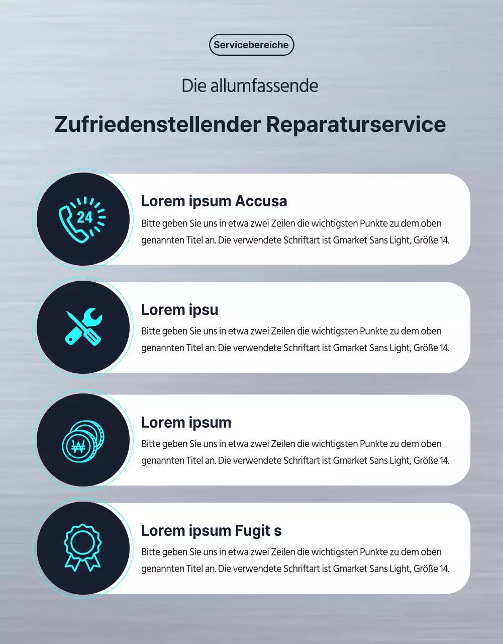 Werbung für Computerreparaturdienste in Silber und Schwarz