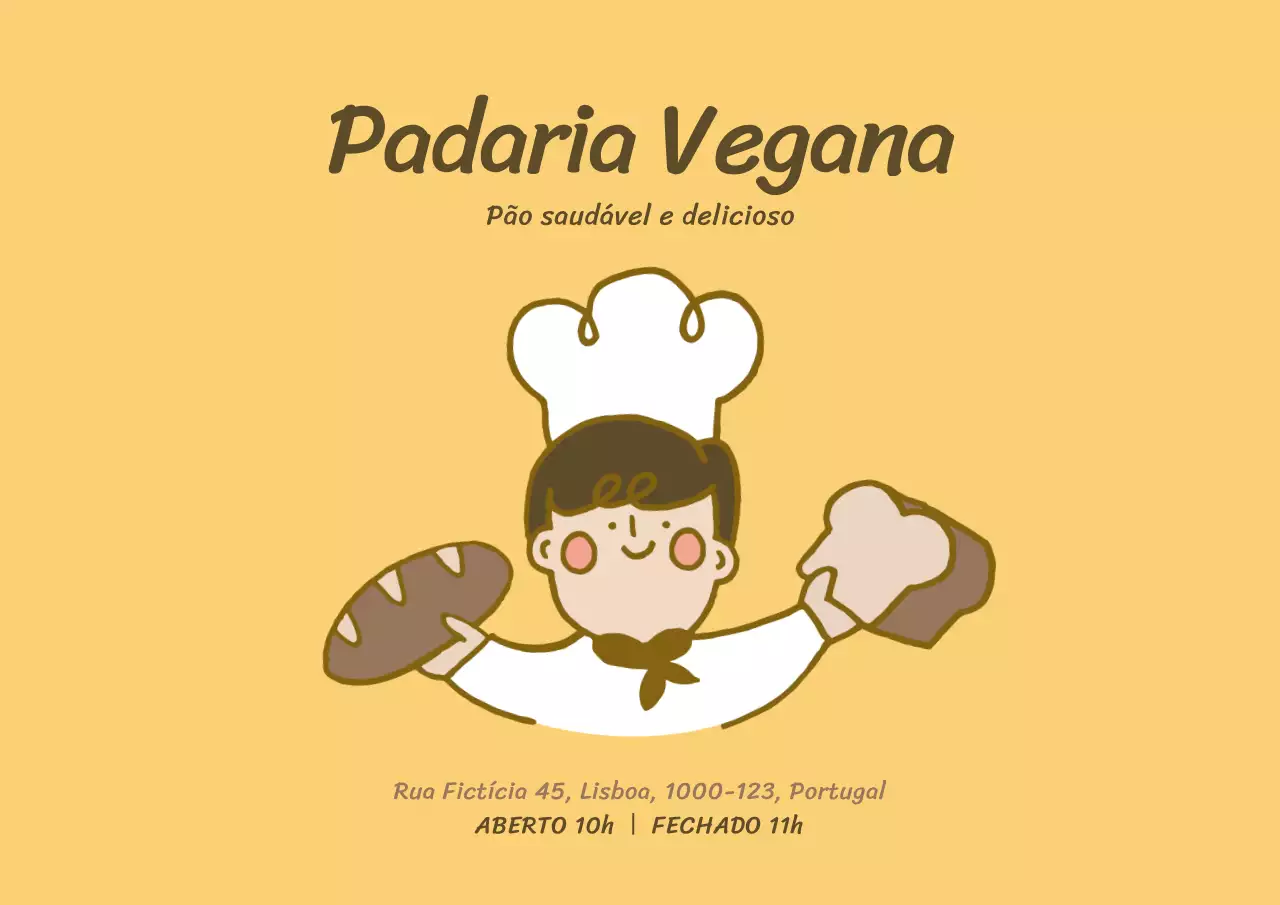 Amarelo Fofo ChefCaracterística Padaria CartãoPostal