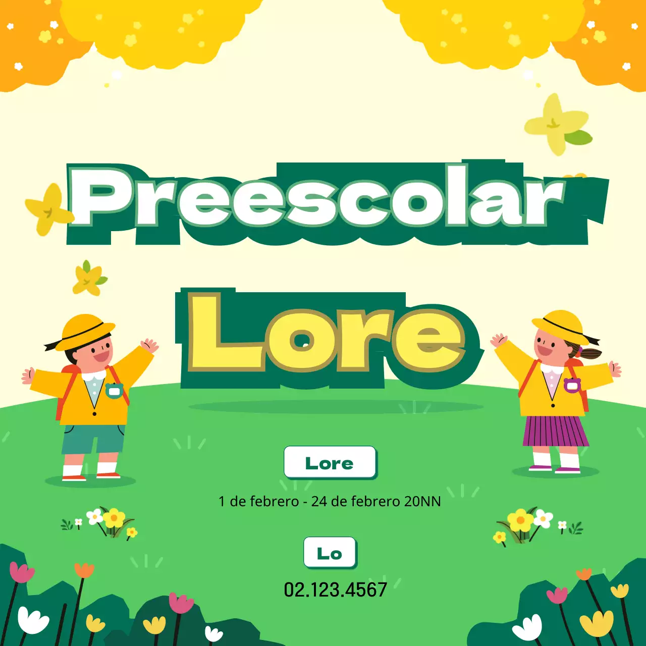 Ilustración de primavera diseño de contratación preescolar