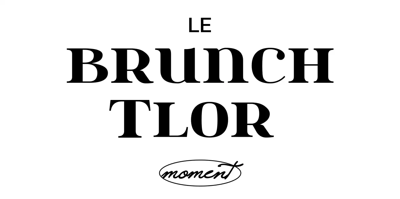 Texte simple et épuré en noir et blanc pour les promotions et les marchandises d'un café brunch.