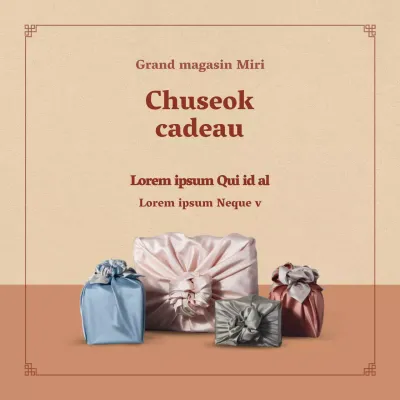 Bannière carrée souvenir de Chuseok dans des tons sourds