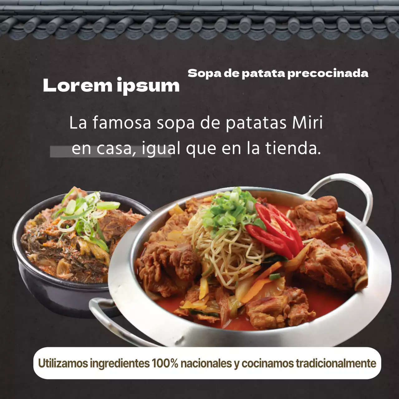 Giwa Negro Sopa de Patata Tradicional Hueso Haejangguk Comida Restaurante Kit de Comida