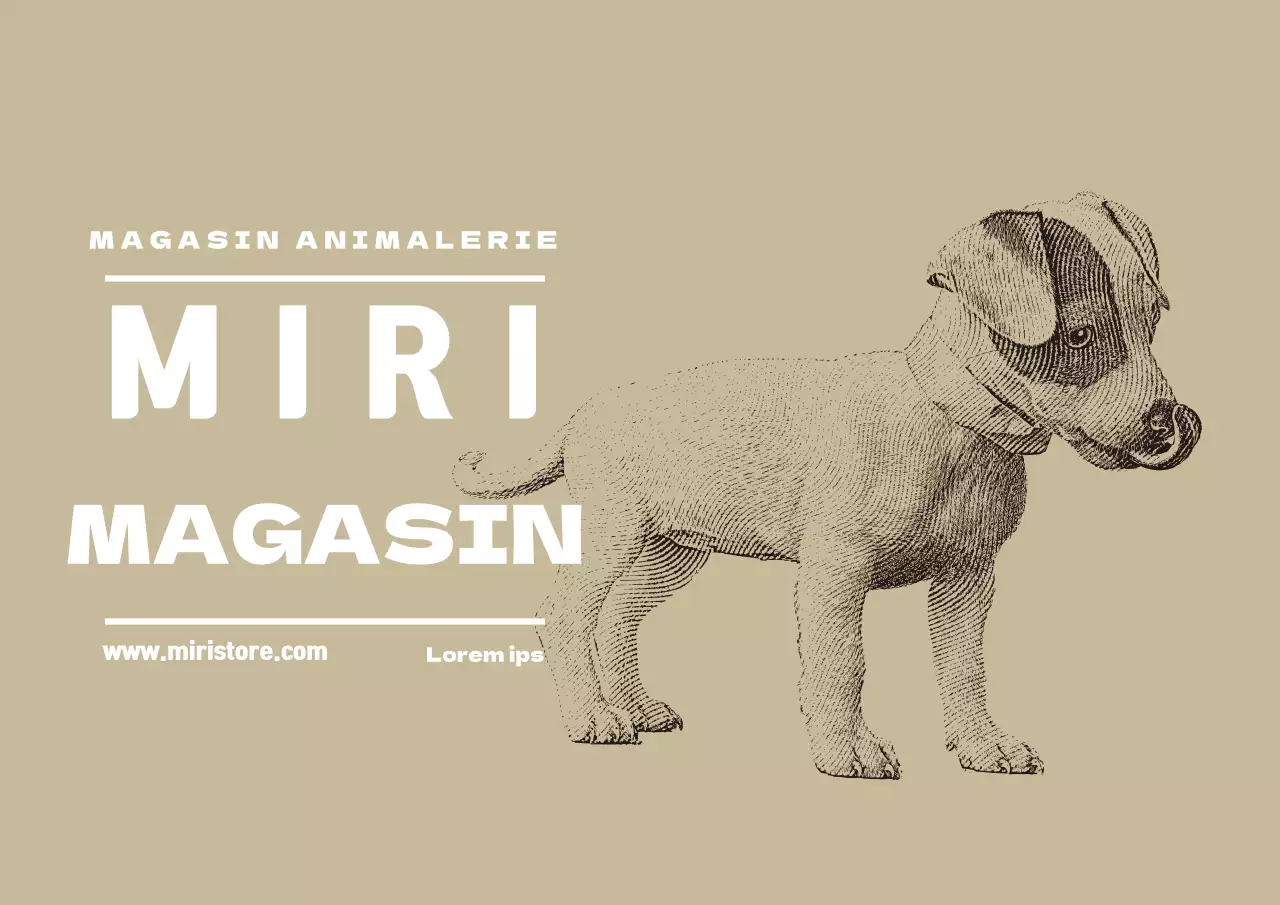 Étiquette d'animalerie illustrée beige