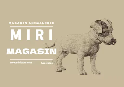 Étiquette d'animalerie illustrée beige