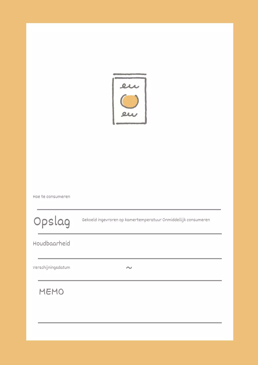 Poster met eenvoudig ontwerp van voedselopbergnotities in gele kleur