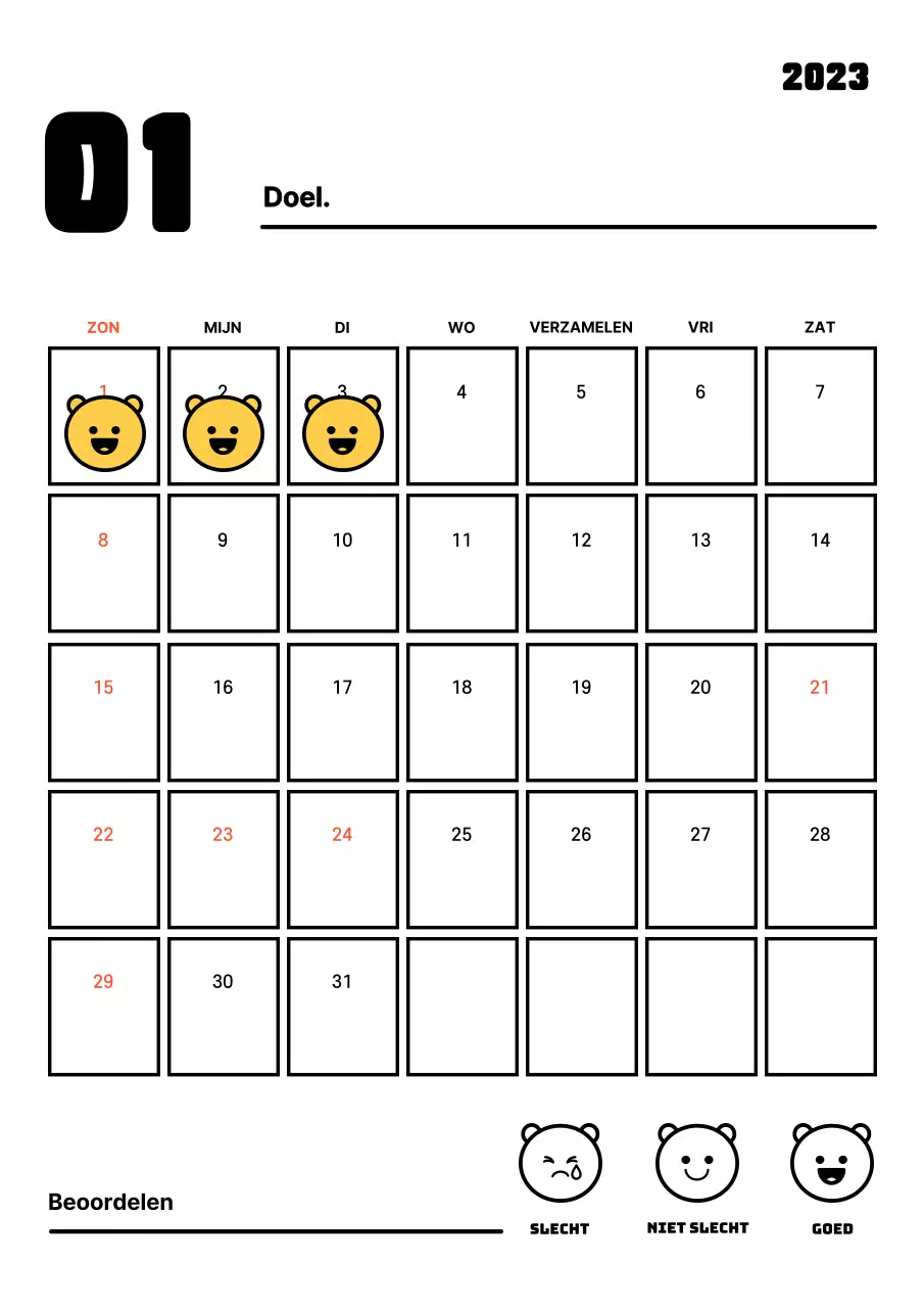 Doelvolger voor nieuwjaarsresoluties met strakke lijnen
