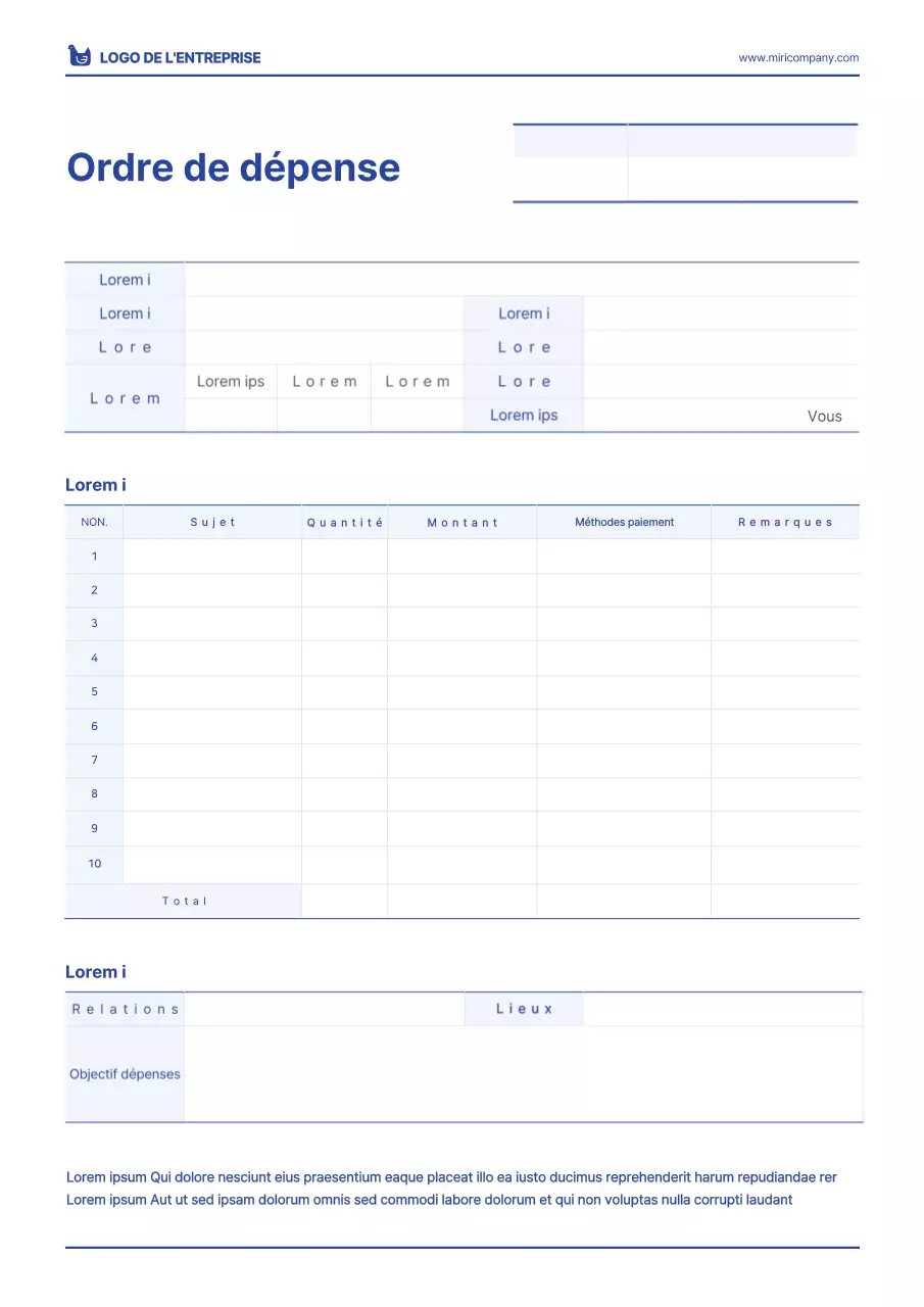 Carnet de dépenses simple, blanc et bleu