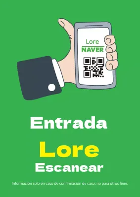 Cartel promocional de entrada sencilla con lectura de código QR en verde