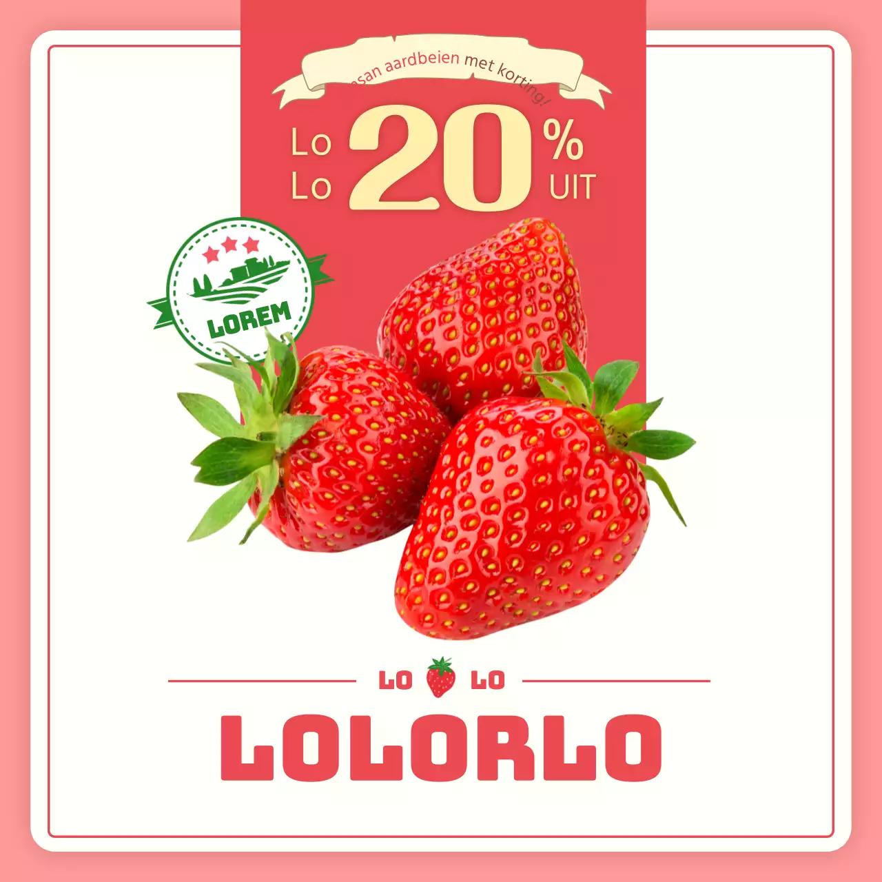 Roze en rode aardbeien met korting