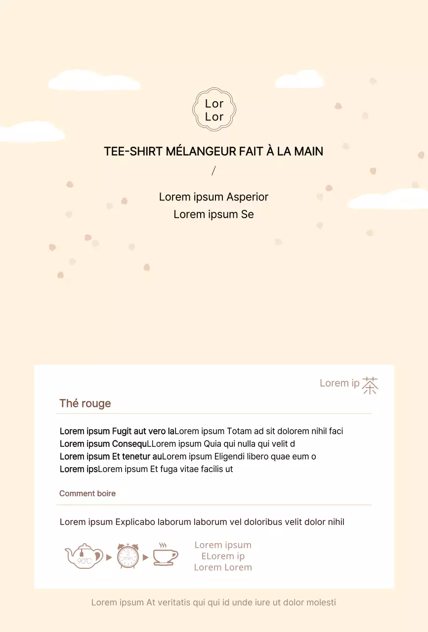 Sachets de thé beige faits à la main pour promouvoir le produit