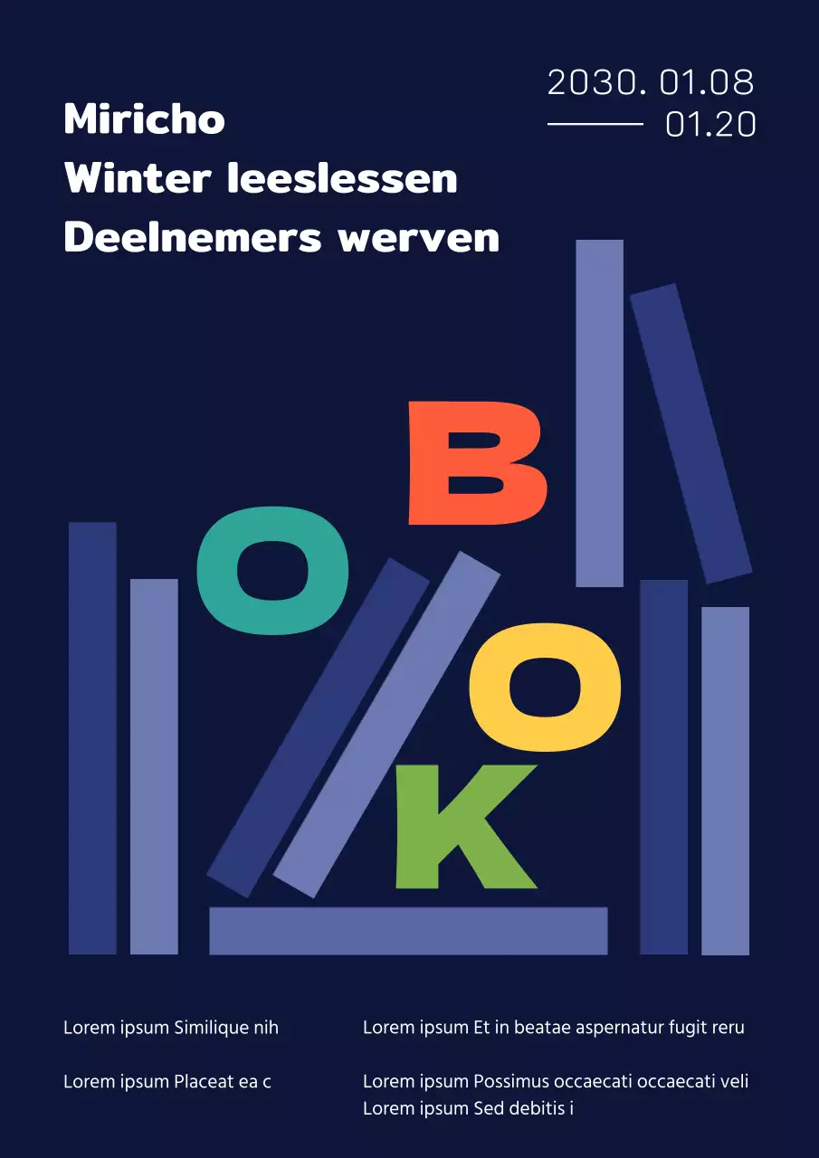 Oproep aan alle basisschool winterlezers met rustgevende blauwe boeken en alfabetbegrippen