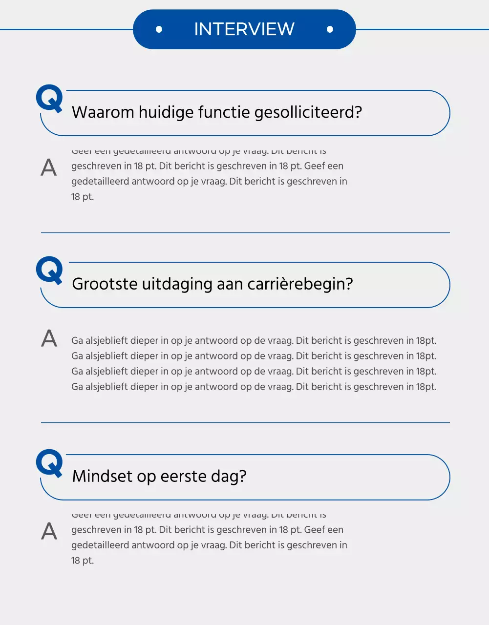 Blauwe bedrijfspagina voor nieuwe werknemers