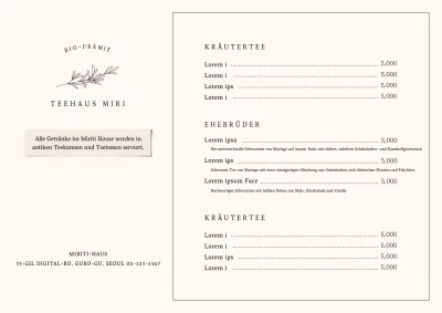 Einfaches Cafe-Menü