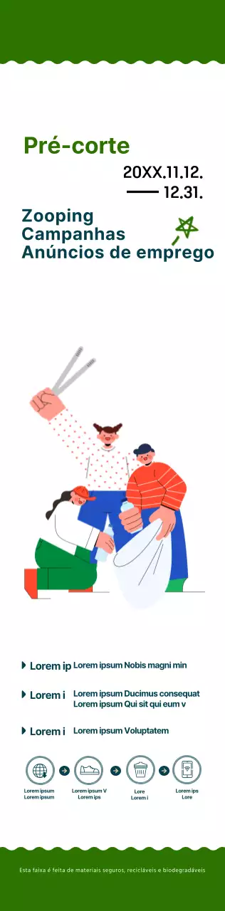 Uma campanha simples e gira em estilo de ilustração em azul-marinho e verde.