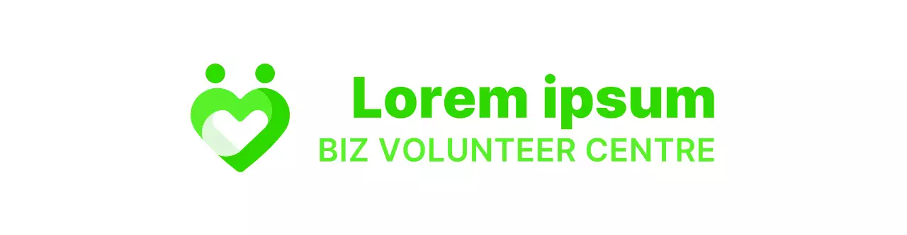 Einfaches herzförmiges Symbol Logo-Stil in grün outreach center Werbematerial