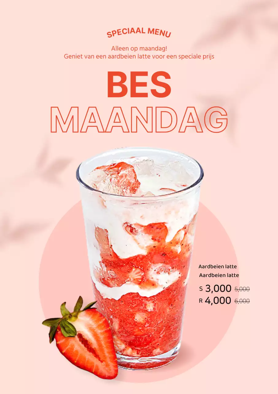 Poster voor een caféborrel met schaduwen op een roze achtergrond