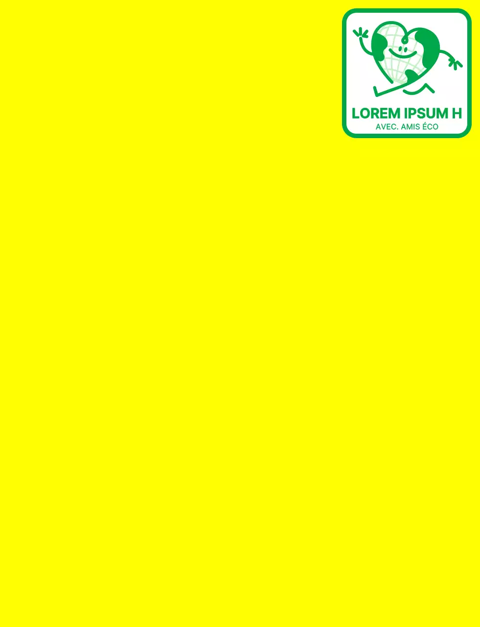 Concept de logo emblématique avec un mignon personnage de la terre en jaune et vert pour une organisation de campagne environnementale mondiale.