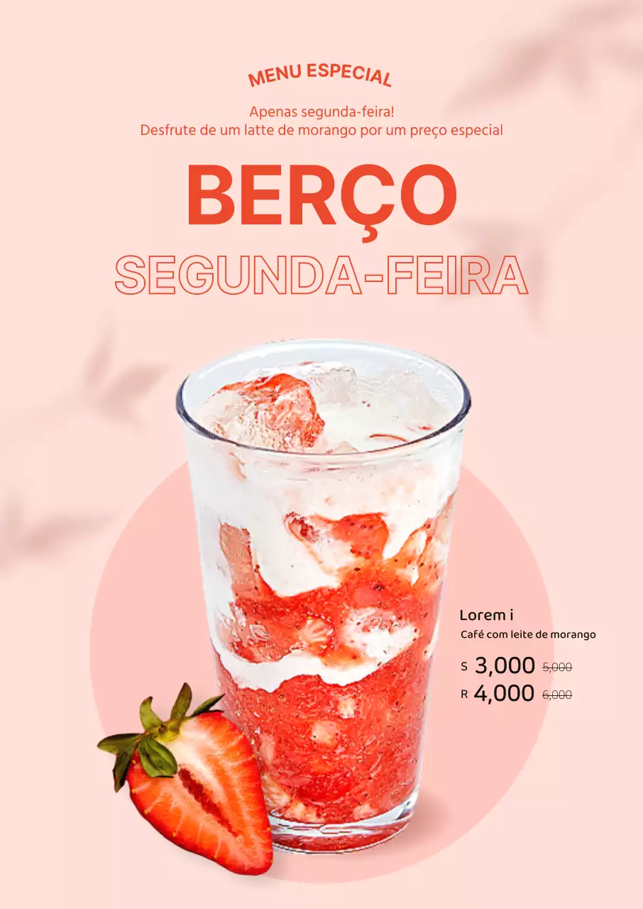 Cartaz para um evento de bebidas num café com sombras sobre um fundo cor-de-rosa
