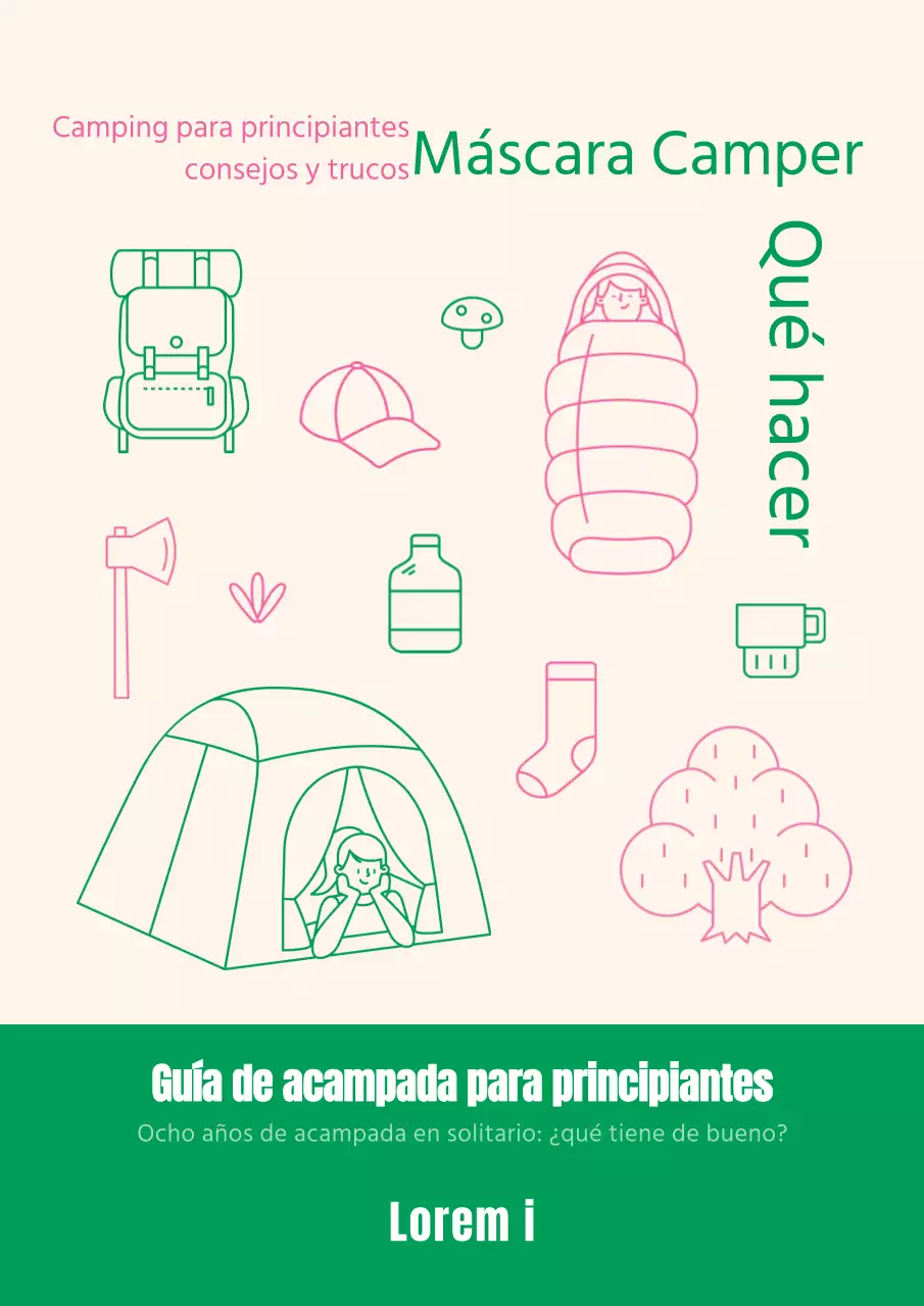 Dentro de la guía de camping ilustrada en rosa y verde