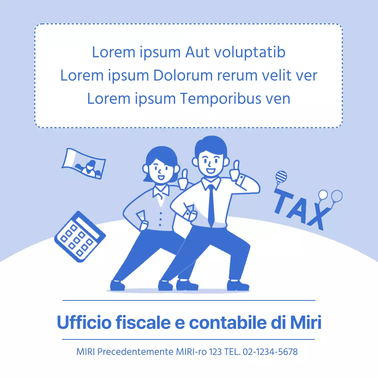 Informazioni sulle offerte del Tax Day evidenziate in blu con illustrazioni pulite
