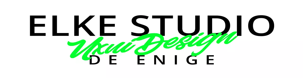Strak ontwerpstudio-logo met twee lettertypen, fluorescerend groen en zwart