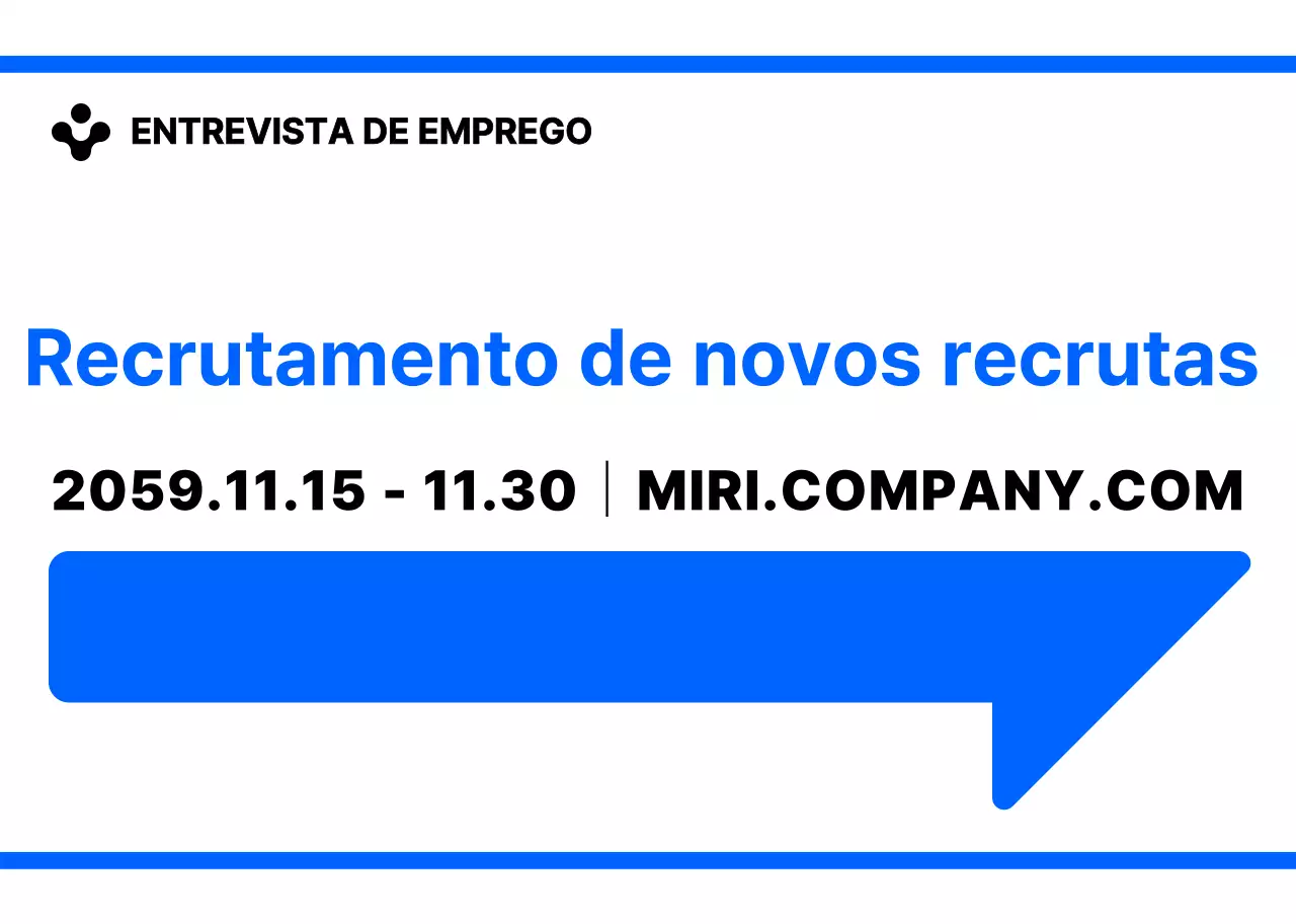 Ícones de setas e frases de texto simples e modernos, em azul e branco Estilo de apresentação Direcções para a entrevista de contratação de novos funcionários