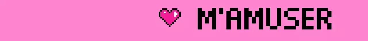 Concept pixel mettant en valeur le logo anglais en rose et noir