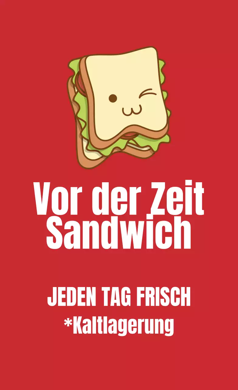 Rotes illustriertes Sandwich-Etikett