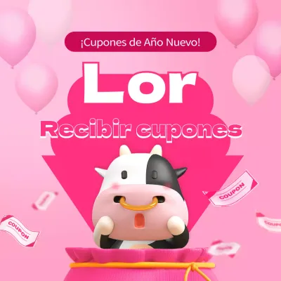 Cupón de Año Nuevo rosa y blanco