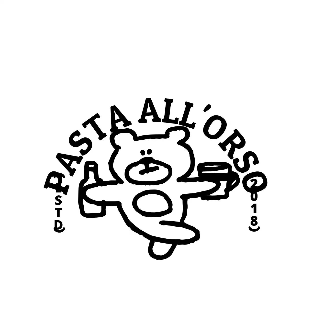 Per informazioni sui pub e servizi in stile logo emblema con un'illustrazione di un simpatico orso