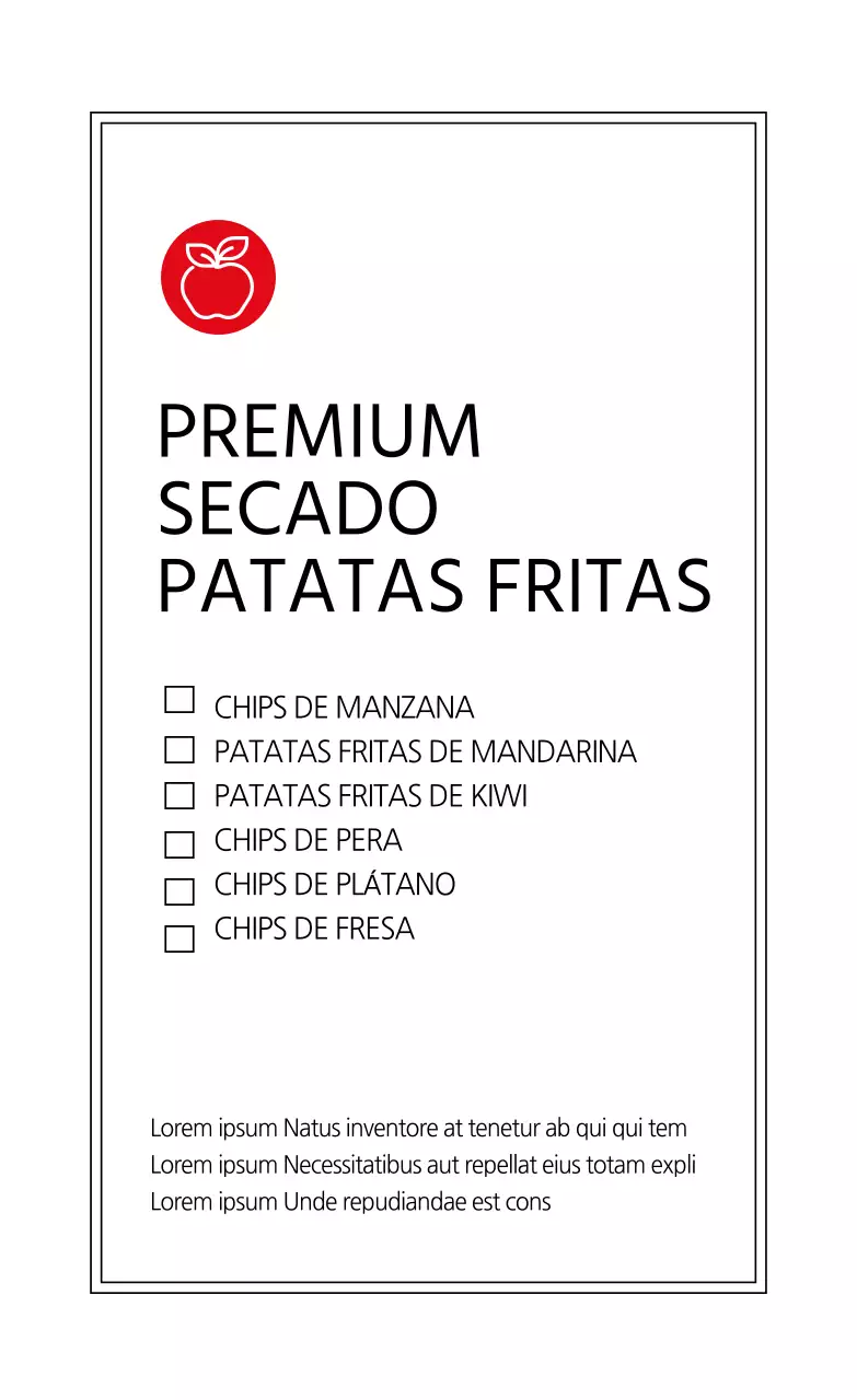 Etiqueta adhesiva blanca simple para chips de fruta