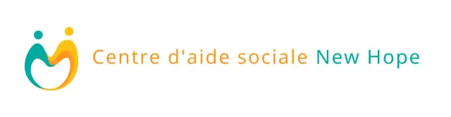 Le logo du centre d'aide sociale avec le symbole jaune et turquoise et votre nom.