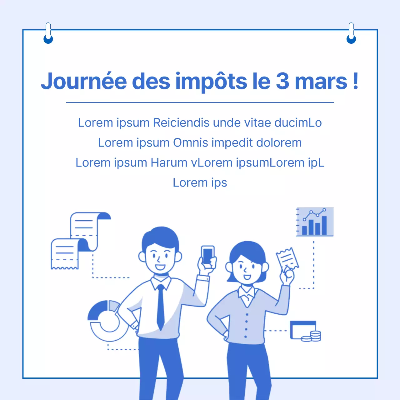 Informations sur les offres de la journée des impôts surlignées en bleu Illustrations propres
