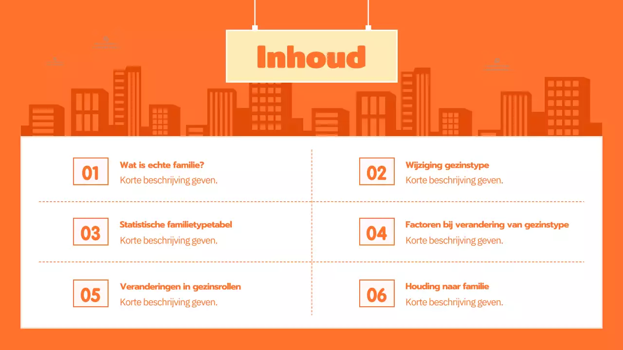 Familiecultuurprogramma met schattige oranje illustraties