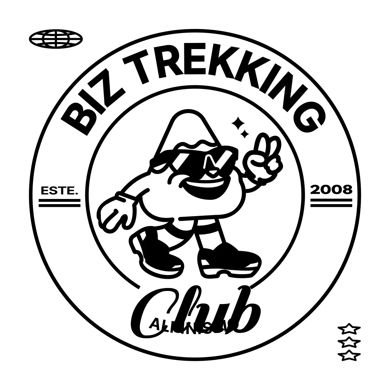 Hip montaña concepto personaje montañismo grupo camiseta