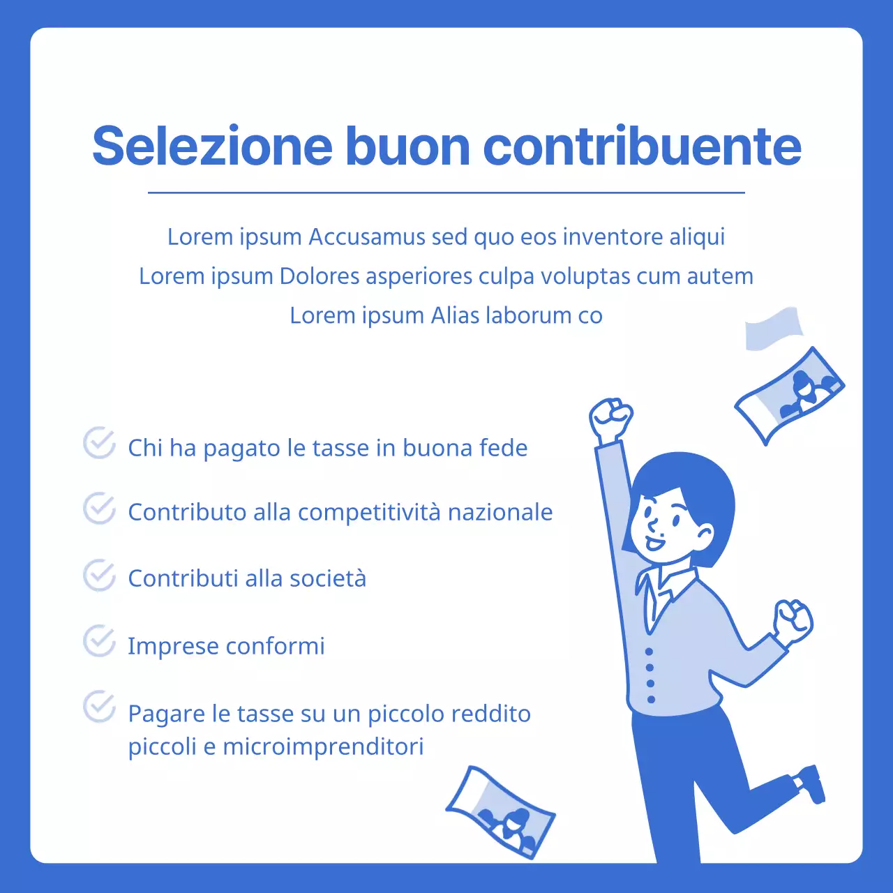 Informazioni sulle offerte del Tax Day evidenziate in blu con illustrazioni pulite