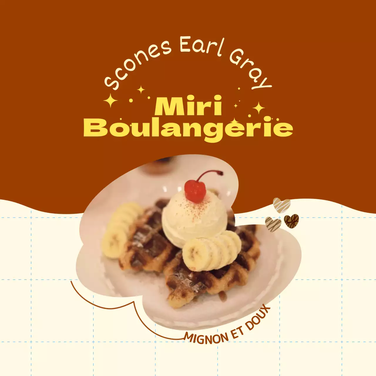 Faites la promotion de votre menu avec un joli cadre marron et jaune