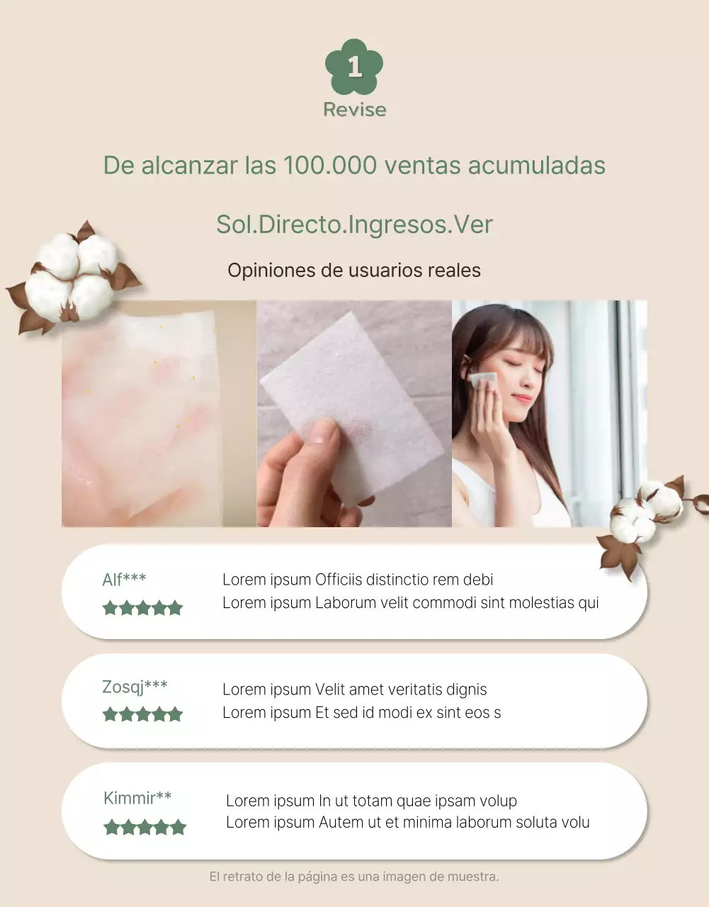 Bonitas almohadillas de algodón orgánico en tonos verde y beige