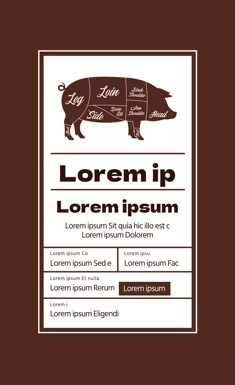 Braun illustrierte Steak-Lebensmitteletiketten