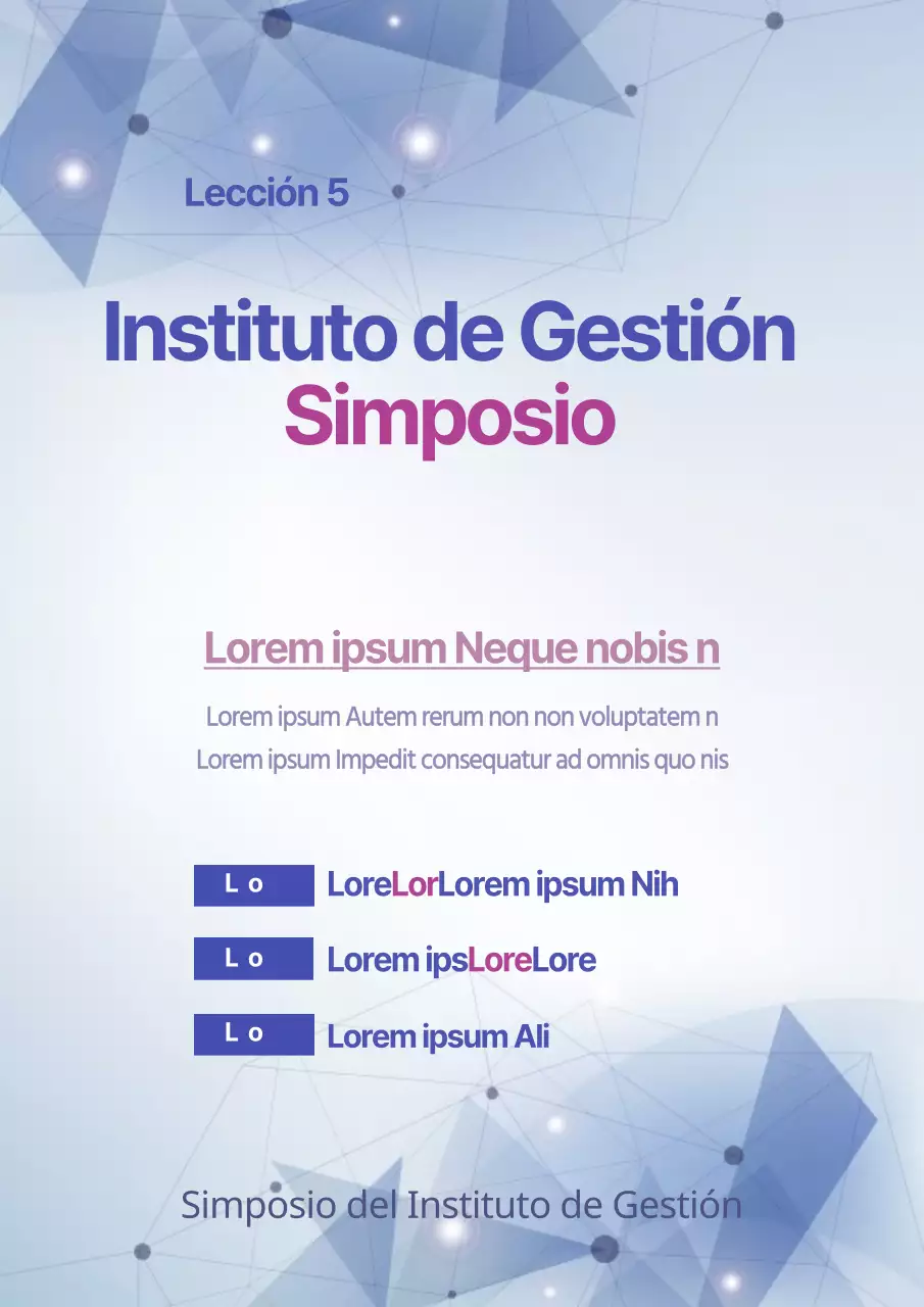 Promover un intercambio industrial con formas geométricas en azul y morado