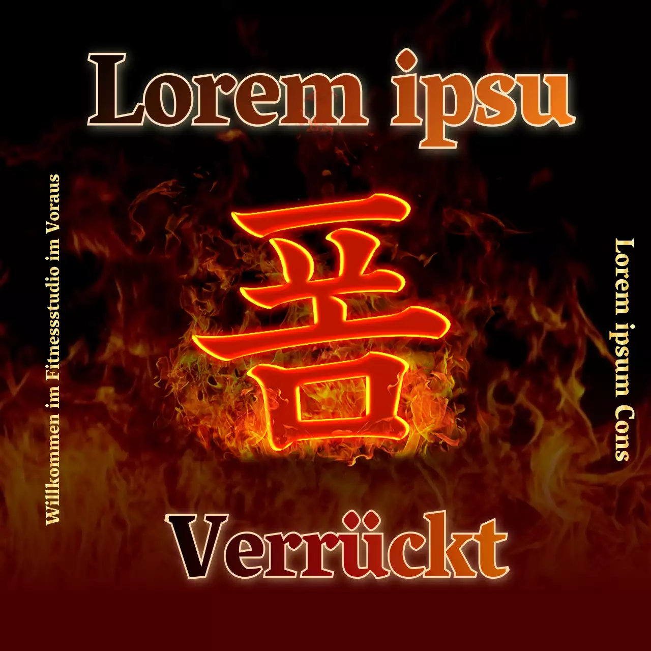 Willkommensdesign für neue Studenten mit einem intensiven Feuerkonzept