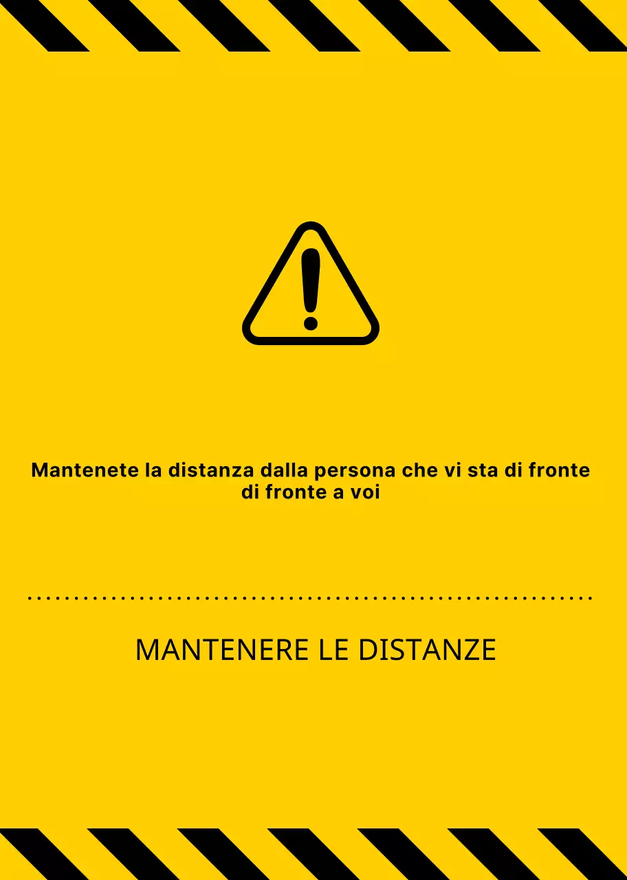 Stile semplice e pulito per la combinazione di icone e testo in giallo e nero Avvertenze di distanza