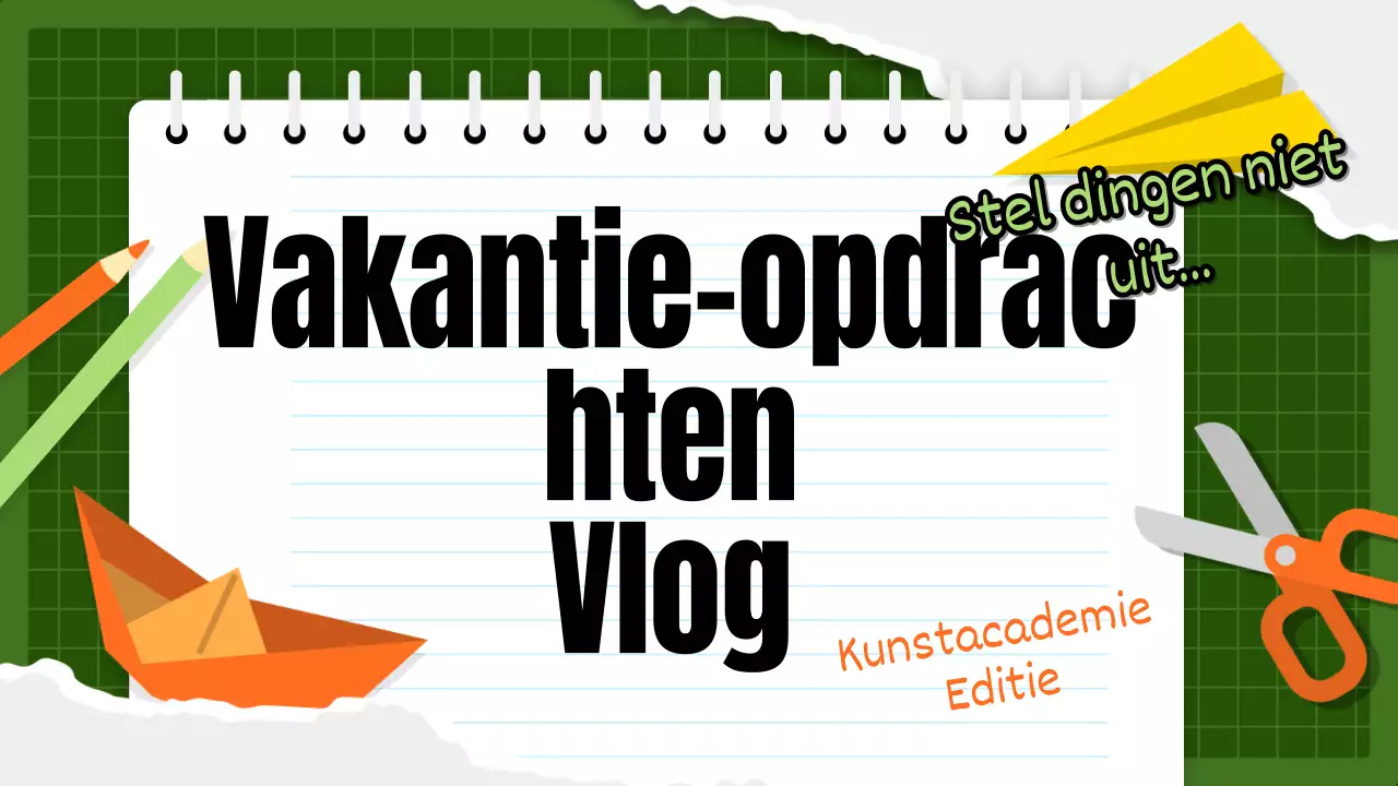 Schattige YouTube vlog thumbnail met groen en oranje origami les thema