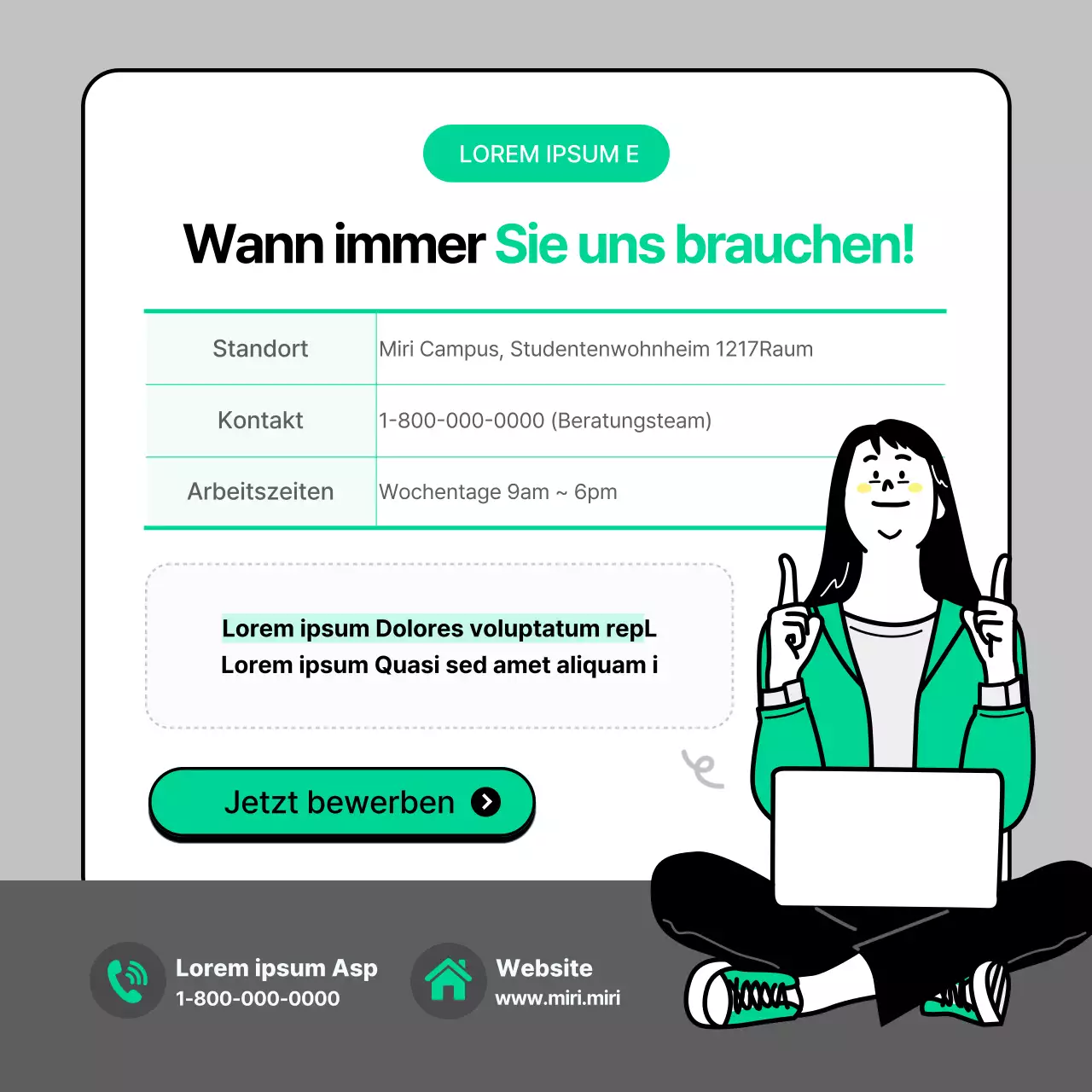 Wie man das graue und grüne saubere Studentenberatungszentrum nutzt