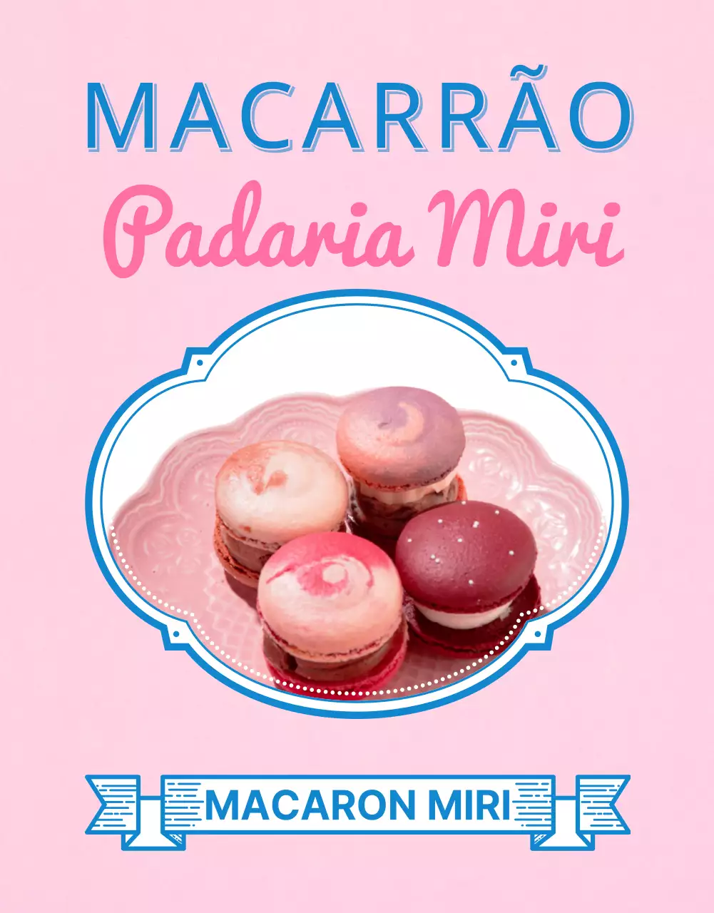 Vender macarons com decorações cor-de-rosa e vintage